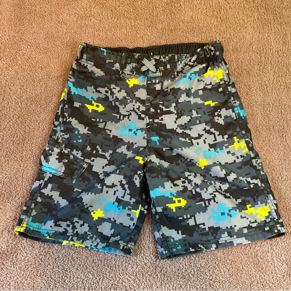 Cherokee Other - Cherokee Boys Swim Trunks Size Medium Digital Camouflage Design Gray Blue Yellow
